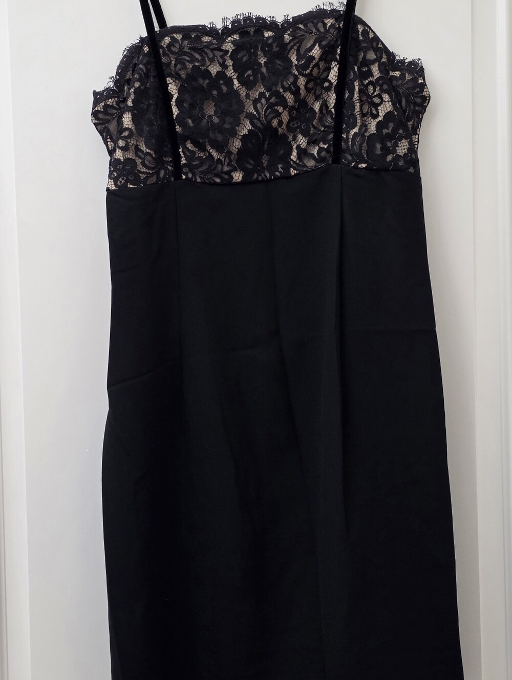 📣Vintage 90s Scott McClintock Black Cocktail Formal Dress👗 Gold Lace Bodice 8P - Picture 8 of 13